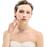 Mehrlagige Halskette mit funkelndem Diamantanhänger in Tropfenform XG2125